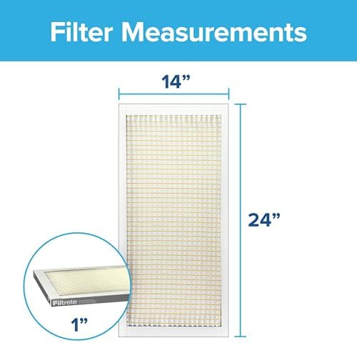 Filtrete 14x24x1 Air Filter, MPR 300, MERV 5, Clean Living Basic Dust 3-Month Pleated 1-Inch Air Filters, 6 Filters