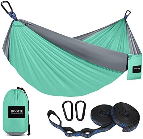 Kootek Camping Hammock 500 lbs Capacity, Portable Hammocks with Tree Straps & Attached Carry Bag, Camping Essentials Gear, Perfect for Outside Indoor Hiking Beach Backpack Travel