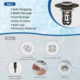 Hibbent 2 Pack 3 in 1 Bathroom Sink Drain Strainer, Pop Up Stopper with Removable Stainless Steel Filter Basket Hair Catcher, Sink Plug for 1.1''~2.36'' Basin, Brass Bullet Core, Oil Rubbed Bronze
