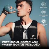 Running Phone Holder Vest with 500ml/17oz Running Vest Water Bottle | Running Water Vest | Reflective Hydration Vest | Adjustable | Light | 6 Pockets for Running Accessories | Men & Women