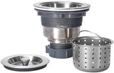 3-1/2 Inch Sink Drain Assembly Kit, Removable Deep Sink Strainer Basket with Sink Stopper/Sealing Lid for Home, Kitchen, Stainless Steel