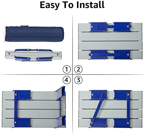 PORTAL Folding Mini Small Beach Table, Portable Aluminum Beach Table with Retractable Legs and Carry Bag for Outdoor Picnic/Cooking/Camp/Travel/Beach,15" L x 8" W x 6" H, Silver/Blue