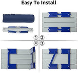 PORTAL Folding Mini Small Beach Table, Portable Aluminum Beach Table with Retractable Legs and Carry Bag for Outdoor Picnic/Cooking/Camp/Travel/Beach,15" L x 8" W x 6" H, Silver/Blue