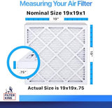 Filter King 19x19x1 Air Filter | 3-PACK | MERV 8 HVAC Pleated A/C Furnace Filters | MADE IN USA | Actual Size: 19 x 19 x .75"