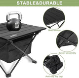 Folding Camping Table, Compact Ultralight Aluminum Design Portable Camping Table with with Storage Basket and Carring Bag for Camping Hiking BBQ Picnic Outdoor Cooking 16" Black
