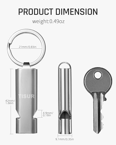 TISUR Loud Emergency Whistles,130db+ Lifeguard Safety Whistle Keychain for Surviva Camping Hiking dog whistle