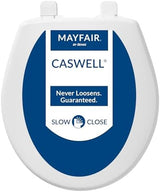 Mayfair Caswell Modern Slow Close Toilet Seat, Easy Clean Hinges and Durable Plastic Seat, Made in USA, Round, White