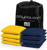 Play Platoon Cornhole Bags Weather Resistant- Set of 8 Regulation Bean Bags for Tossing- Official Professional Size & Weight Corn Hole Bags Two Color All Weather Cornhole Beans Bag Set with Tote Bag
