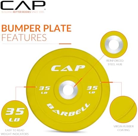 CAP Barbell 2-Inch Olympic Bumper Plate Weight Set | 100-370 lbs | Multiple Options