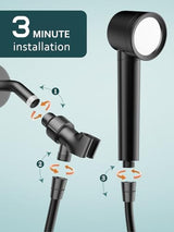 Filtered Shower Head with Handheld, High Pressure Shower Heads 3 Modes, Showerhead with Filters for Hard Water Detachable Shower Head 60" Hose, Bracket Remove Chlorine
