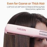 Faszin Professional Hair Straightener, 1.18 inch Ionic Titanium Plate, 20S Fast Heat Up Flat Iron with Clear LED Display, 2 in 1 Straightener and Curler Styling Tool for Straighten Hair (Pink)
