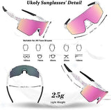 Ukoly Cycling Sunglasses for Men Women with 3 Interchangeable Lenses, Polarized Sports Sunglasses, Baseball Sunglasses