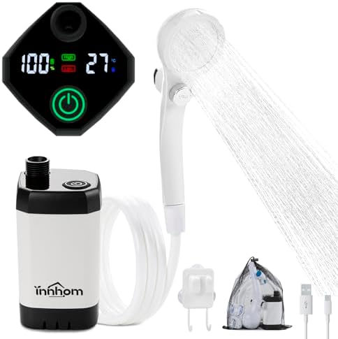 innhom 6000mAh Portable Shower Camping Shower Outdoor Camp Shower Pump, 2 Mode Electric Rechargeable Portable Camping Shower