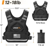 APEXUP Adjustable Weighted Vest, 4-10lb/12-18lb/20-32lb Vest with 6 Ironsand Weights and Large Pocket, Weight Vest for Men Women Strength Training, Running, Walking