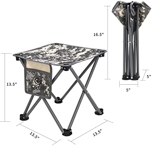 Opliy Camping Stool 2 Pack,13.5 Inch Portable Folding Stool for Outdoor Gardening and Beach Hiking Fishing,Foot Stool with Carry Bag (Camouflage)