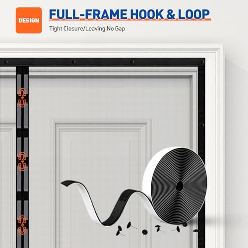 MAGZO Magnetic Screen Door Fit Door Size 36 x 84 Inch, Screen Size 38" x 85" Strong Magnets Mesh, Reinforced Fiberglass Net for Patio and Front Entrances, Gray