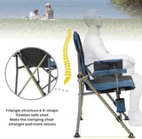 XGEAR Portable Camping Chairs for Adults with Padded Hard Armrest, Sturdy Folding Camping Chair with Cup Holder, Storage Pockets Carry Bag Included, Support to 300 lbs(Blue)