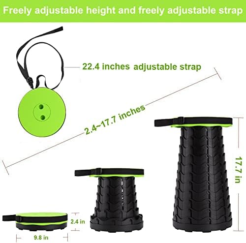 Fishboy Upgraded Collapsible Stool, 400lbs Max Weight, Lightweight But Sturdy, Portable Retractable Folding Telescoping Foldable Camping Stool for Adults Outdoor Fishing Hiking Gardening Travel BBQ