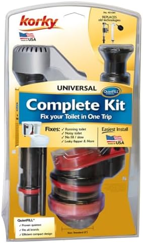 Korky Standard 2-inch Complete Toilet Repair Kit, Fixes: Running, Noisy, No/Slow Refill, and No/Weak Flush Toilets, Easy to Install, 4010MP