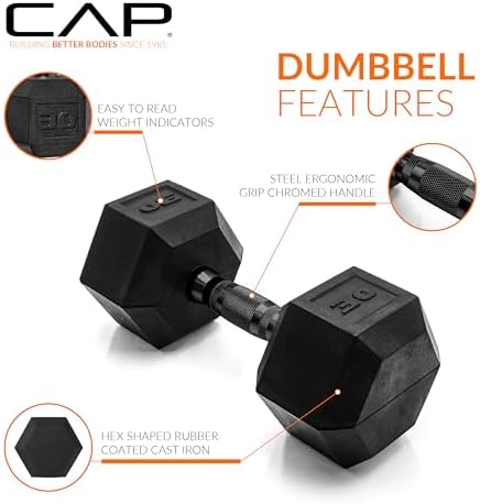 CAP Barbell Coated Hex Dumbbell Weight | Multiple Options