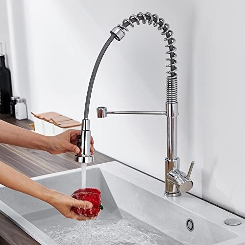 Kitchen Faucet Head Replacement with 15 Adapters, 3 Function Pull Down Kitchen Faucet Spray Head, Pull Out Kitchen Sink Tap Sprayer Nozzle, Chrome, Plastic