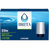 Brita Replacement Water Filter for Faucet Mount, Removes 99% of Lead, Sink Filtration System, Chrome, 3 Count