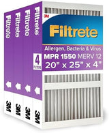 Filtrete 20x25x4 AC Furnace Air Filter, MPR 1550, MERV 12, Fits Lennox & Honeywell, Allergen, Electrostatic Air Cleaning Filter, 4-Pack (actual size 19.88 x 24.63 x 4.31)
