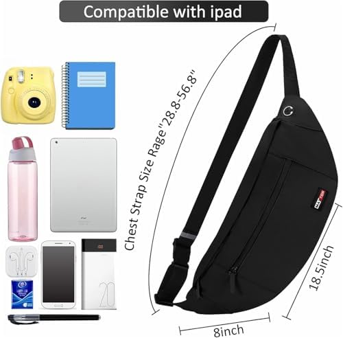 MAXTOP Large Crossbody Fanny Pack with 4-Zipper Pockets,Gifts for Enjoy Sports Festival Workout Traveling Running Casual Hands-Free Wallets Waist Pack Phone Bag Carrying All Phones