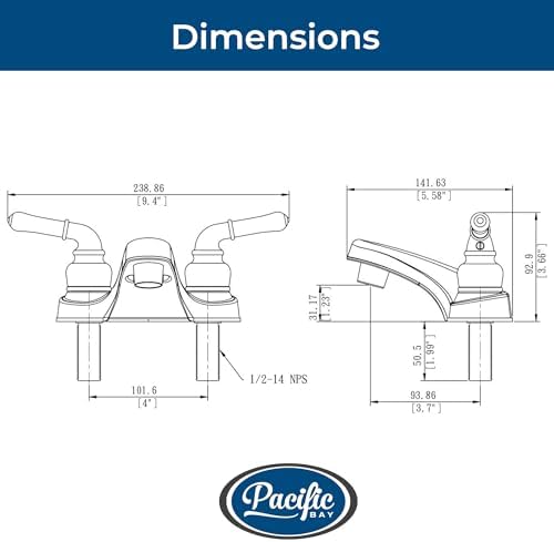 Pacific Bay Lynden Bathroom Sink Faucet - Metallic Plating Over Lightweight ABS Plastic (Chrome) - 2 Pack