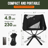 RiseLite Adjustable Portable Chair - Small Compact Folding Chair for Adults, Setup in 6 Seconds, Lightweight Outdoor Backpack Chairs for Camping, Travel, Hiking, Concert