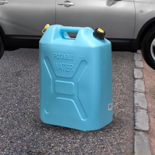 Scepter Portable Plastic Military Style Food Grade 5 Gal Water Jug Container with Reversible Spout for Camping & Emergency Storage, Blue