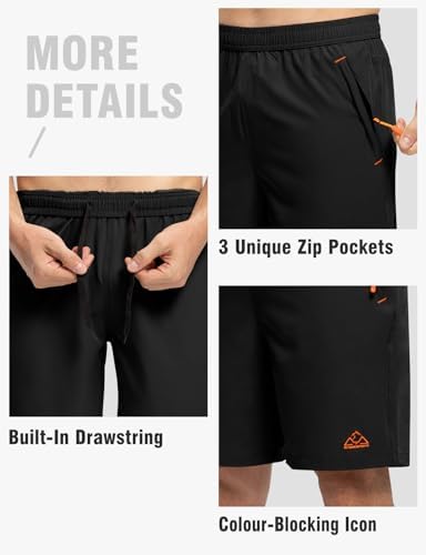 TBMPOY Men's 7" / 9" Running Hiking Shorts Quick Dry Athletic Gym Outdoor Sports Short 3 Zipper Pockets