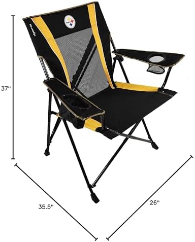Kijaro Sports Fan Folding Chair, 26" L x 35.5" W x 37" H, Pittsburgh Steelers