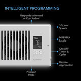 AC Infinity AIRTAP T4 White, Register Booster Fan for 4” x 12” Register Holes, Improves Heating & Cooling Vents, Quiet 10-Speeds, Bluetooth App Control Data Alerts