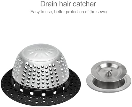 LEKEYE Shower Drain Hair Catcher/Bathtub Drain Cover/Drain Protector for Pop-Up & Regular Drains(Black)