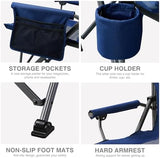 EVER ADVANCED Oversized Folding Camping Chair for Adults, Heavy Duty Lawn Chair with Side Pockets, Portable Collapsible Quad Chair for Outside, Support Up to 500lbs