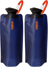 Vapur Flexible, Collapsible Wide Mouth Anti-Bottle with Detachable Carabiner, 34 Ounce, Night Blue, Pack of 2