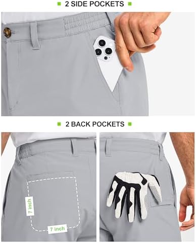 33,000ft Men's Golf Shorts 9" Dry Fit Stretch Golf Short UPF 50+ Lightweight Flat Front Golf Shorts with Pockets