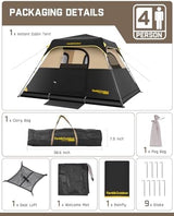 FanttikOutdoor Camping Tent 4/6/8/10 Person Instant Cabin Tent Setup in 60 Seconds with Rainfly & Windproof Portable with Carry Bag for Family Camping & Hiking
