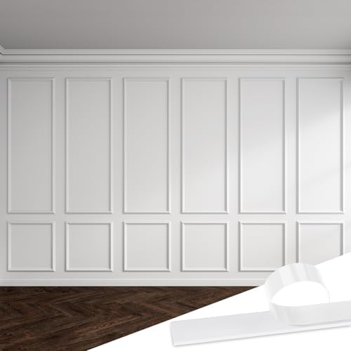 Pangda 6 Set Peel and Stick Wall Molding Kit, Premade Accent Molding Wainscoting Panel for Interior Wall Moulding Decor, Ready to Assemble Wainscoting Accent Panel (54 x 24 in)