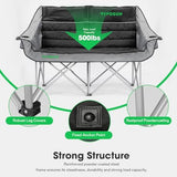 VIVOSUN Double Camping Chair, Fully Padded Folding Loveseat, Oversized Duo Chair with Cup & Wine Glass Holders, Pocket, Armrests & Carry Bag