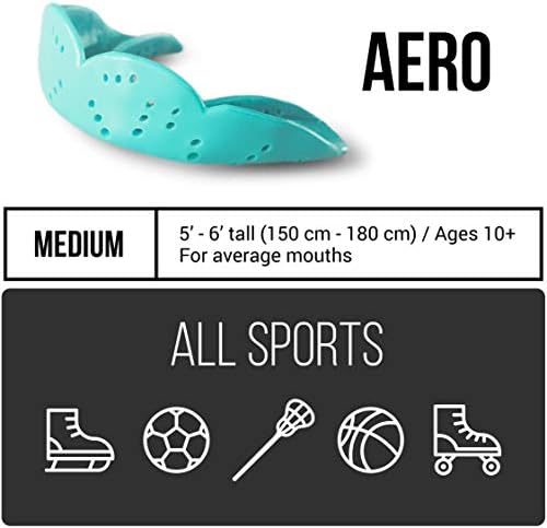 SISU Aero Medium Mouthguard, Awesome Aqua - 1.6mm Thin - Custom-Molded Fit - Slim Design - Remoldable Up to 20 Times - for Team Sports - Non Toxic