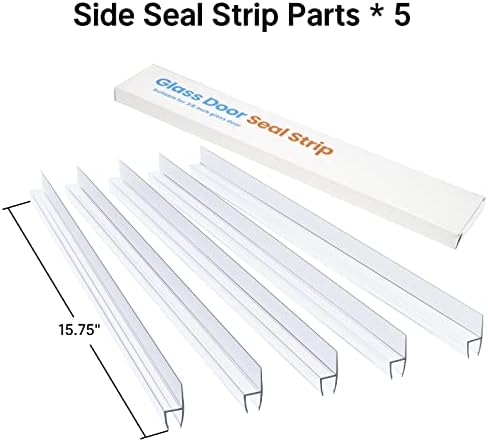AmazerBath 5 PCS Shower Door Side Seal Strip for 3/8 Inch Glass - 15.75 Inches x 5, 5 Sections Segmented Shower Installation Kit, Frameless Glass Door Seal Strip