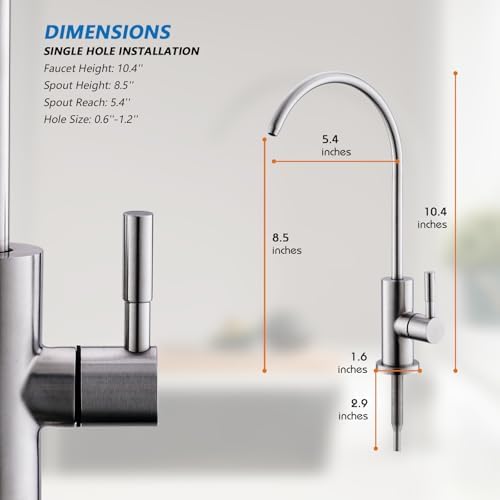 WEWE Drinking Water Faucet for Kitchen Sink, Kitchen Water Filter Faucet Stainless Steel for Reverse Osmosis or Water Filtration System Beverage Non-Air Gap RO Faucet Brushed Nickel Finish