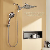 12''Rainfall Shower Head with Handheld Combo High Pressure 8+2 MODE built-in power wash, Stainless Steel Chrome Showerhead with 11'' Extension Arm Height/Angle Adjustable with Holder&60"Hose