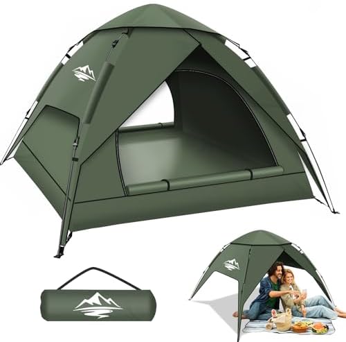 Pop Up Tents for Camping,2-3 Person Tent Easy Setup,Waterproof & Windproof Camping Tents, 60S Instant Double Layer Tent for Trekking, Family, Backpacking