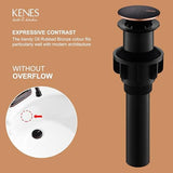 KENES Oil Rubbed Bronze Bathroom Vessel Pop Up Sink Drain, Vanity Faucet Sink Drain Stopper, Sink Drain Assembly Without Overflow Anti Clog Pop Up Drain