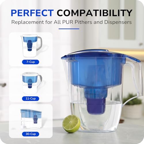 Fil-Fresh 6-Pack Water Replacement Filters for All PUR, PUR Plus Pitchers & Dispensers, Replaces PPF900Z, NSF Certified, Removes Impurities & Odor, 12-Month Supply
