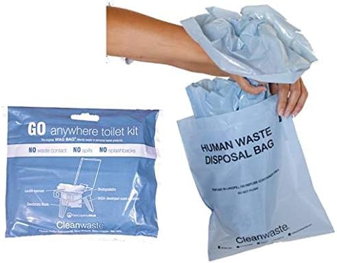 GO Anywhere Portable Toilet Refill Kit for Camping, Hiking & Backpacking - 12 Waste Kits (Waste Bag, Poo Powder, Zip-Close Bag, Toilet Paper & Moist Towelette)