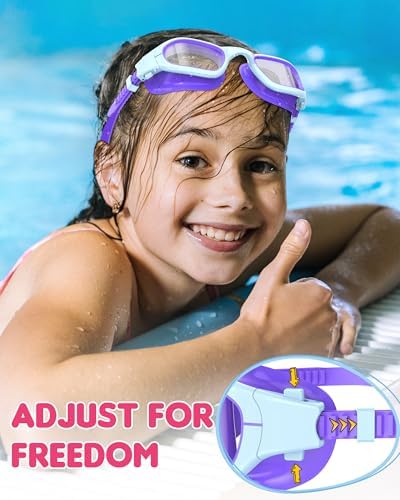 Kids Swim Goggles,Swimming Goggles for Kids 6-14, Anti-Fog UV Protection Pool Glasses for Boys Girls